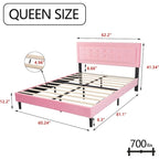 Upholstered Platform Bed Frame with Button-Tufted Headboard – No Box Spring