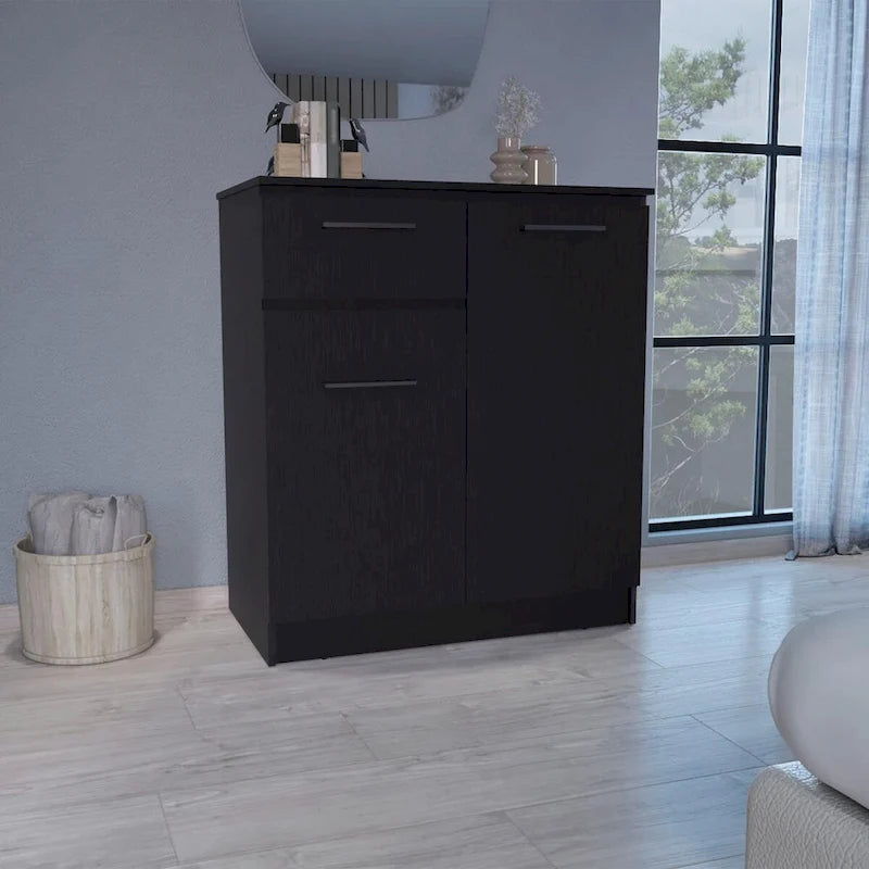Compact Dresser with 2-Door Cabinet & Drawer – White or Black