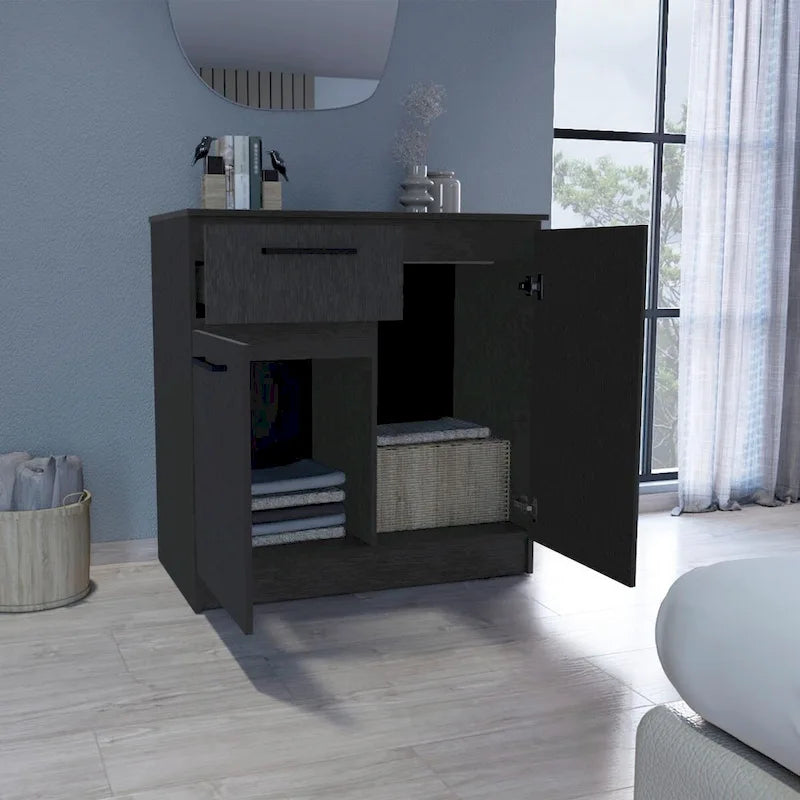 Compact Dresser with 2-Door Cabinet & Drawer – White or Black
