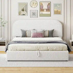 Teddy Fleece Queen Size Upholstered Platform Bed with Hydraulic Storage System