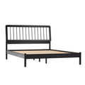 Mid-Century Modern Queen Spindle Bed – Sleek Black Finish, Solid Wood Construction