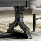 Farmhouse Black 79" Solid Wood Dining Table – Trestle Base, Seats 6
