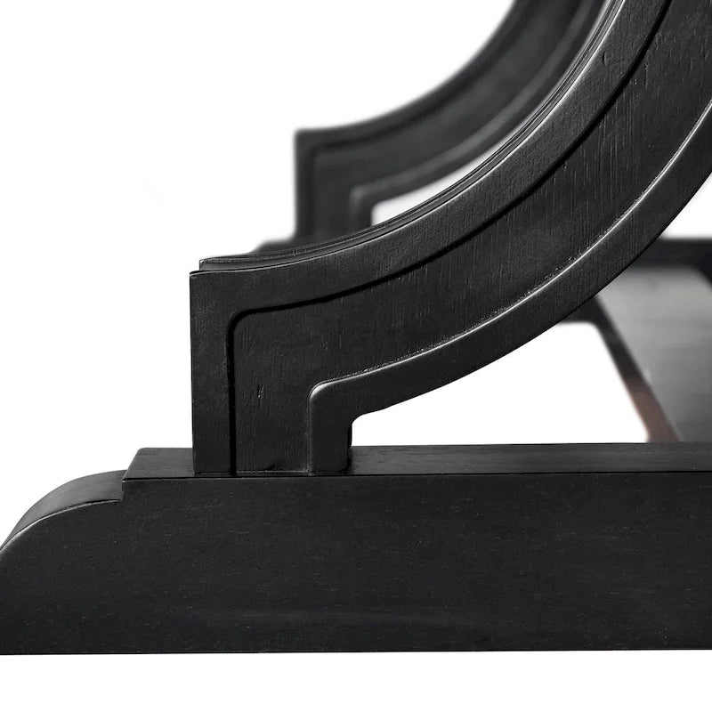 Farmhouse Black 79" Solid Wood Dining Table – Trestle Base, Seats 6