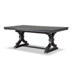 Farmhouse Black 79" Solid Wood Dining Table – Trestle Base, Seats 6