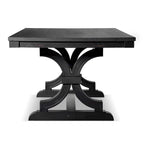 Farmhouse Black 79" Solid Wood Dining Table – Trestle Base, Seats 6